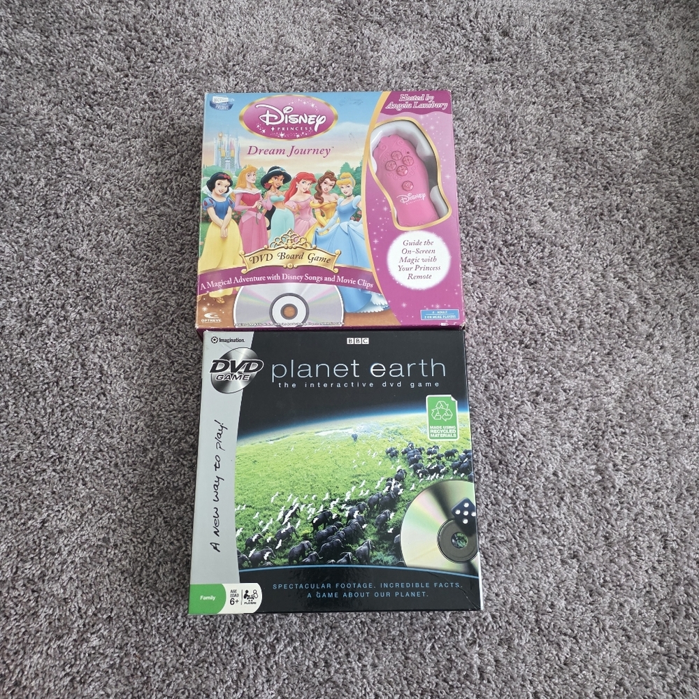 Disney Princess Dream Journey DVD Board Game (2006) + Planet Earth DVD Game